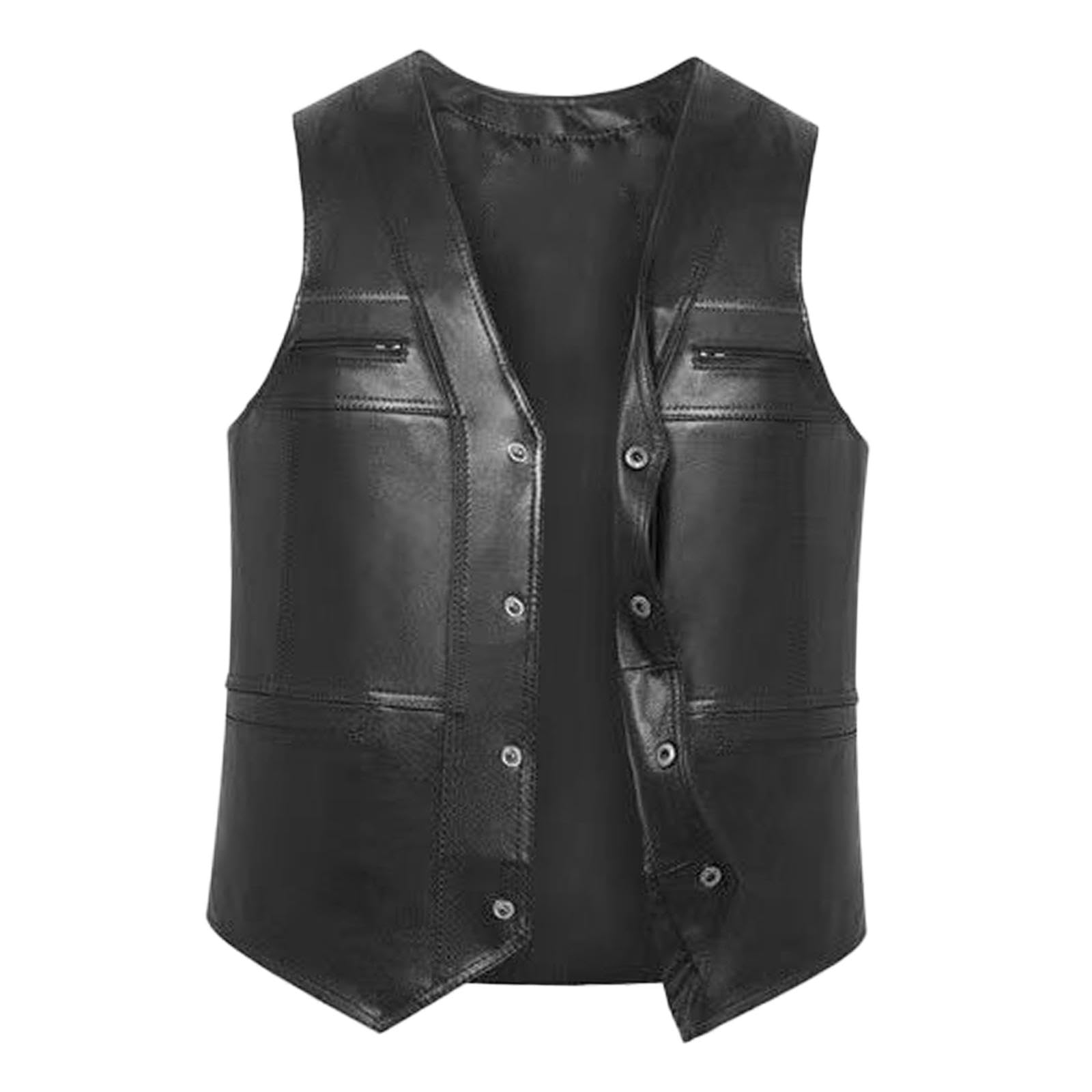 The Style Sutra Waistcoat Utility Jacket Punk Mens PU Leather Vest